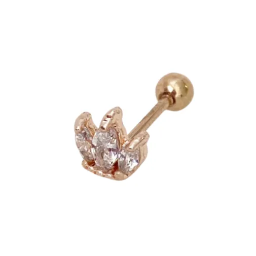 Crown Crystal Barbell Earring - Rose Gold