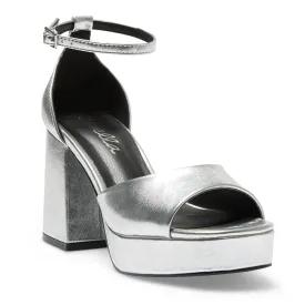 Crystal Heel in Silver Smooth