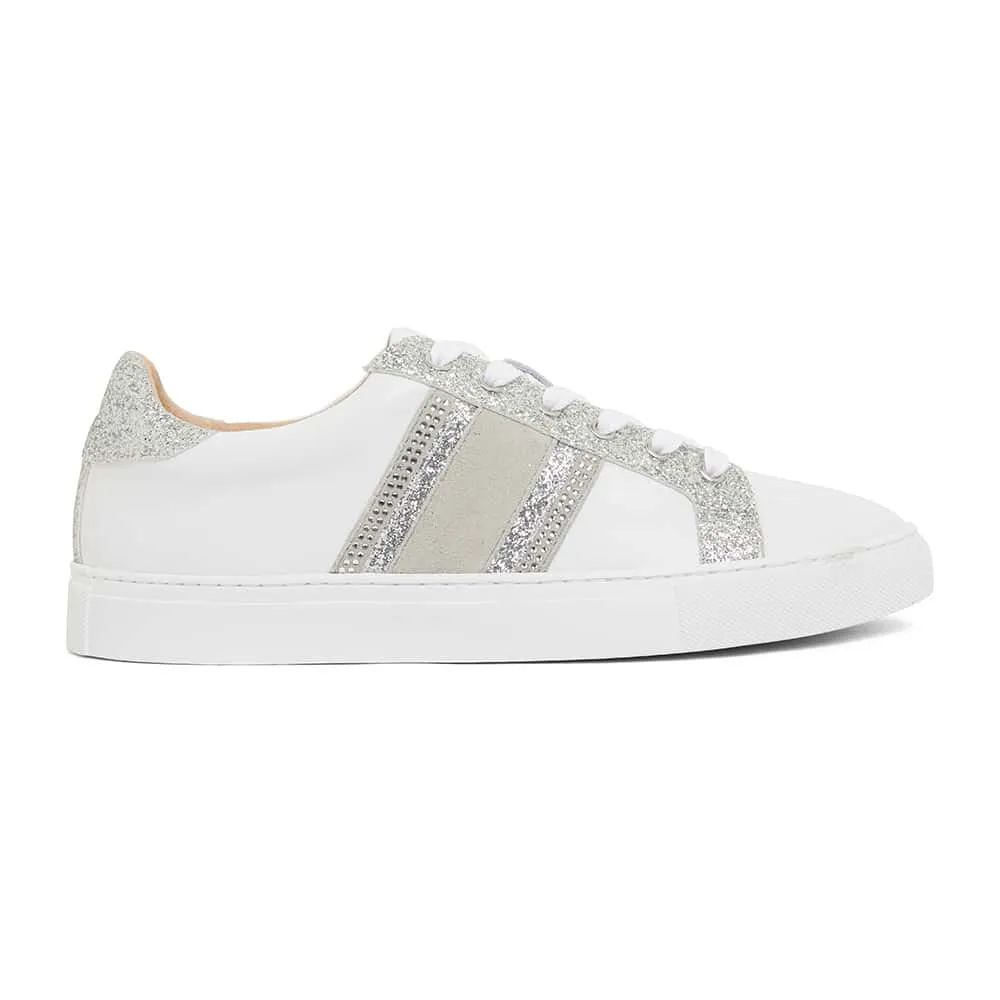 Daisy Sneaker in White And Silver Leather