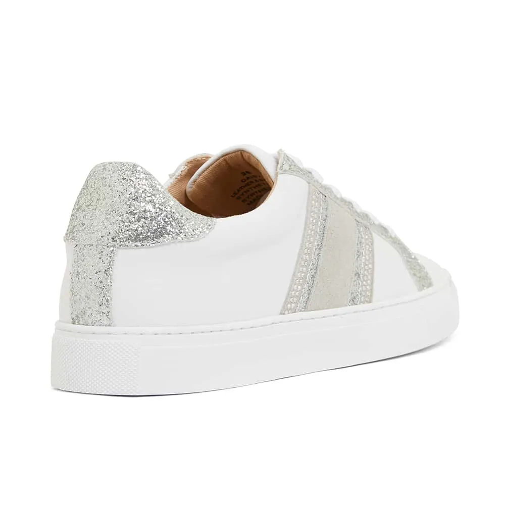 Daisy Sneaker in White And Silver Leather