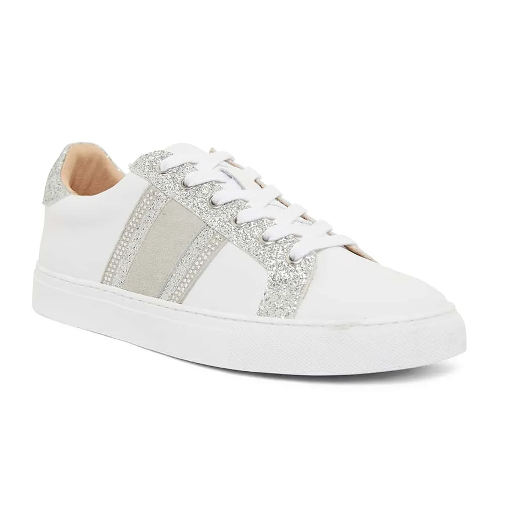 Daisy Sneaker in White And Silver Leather