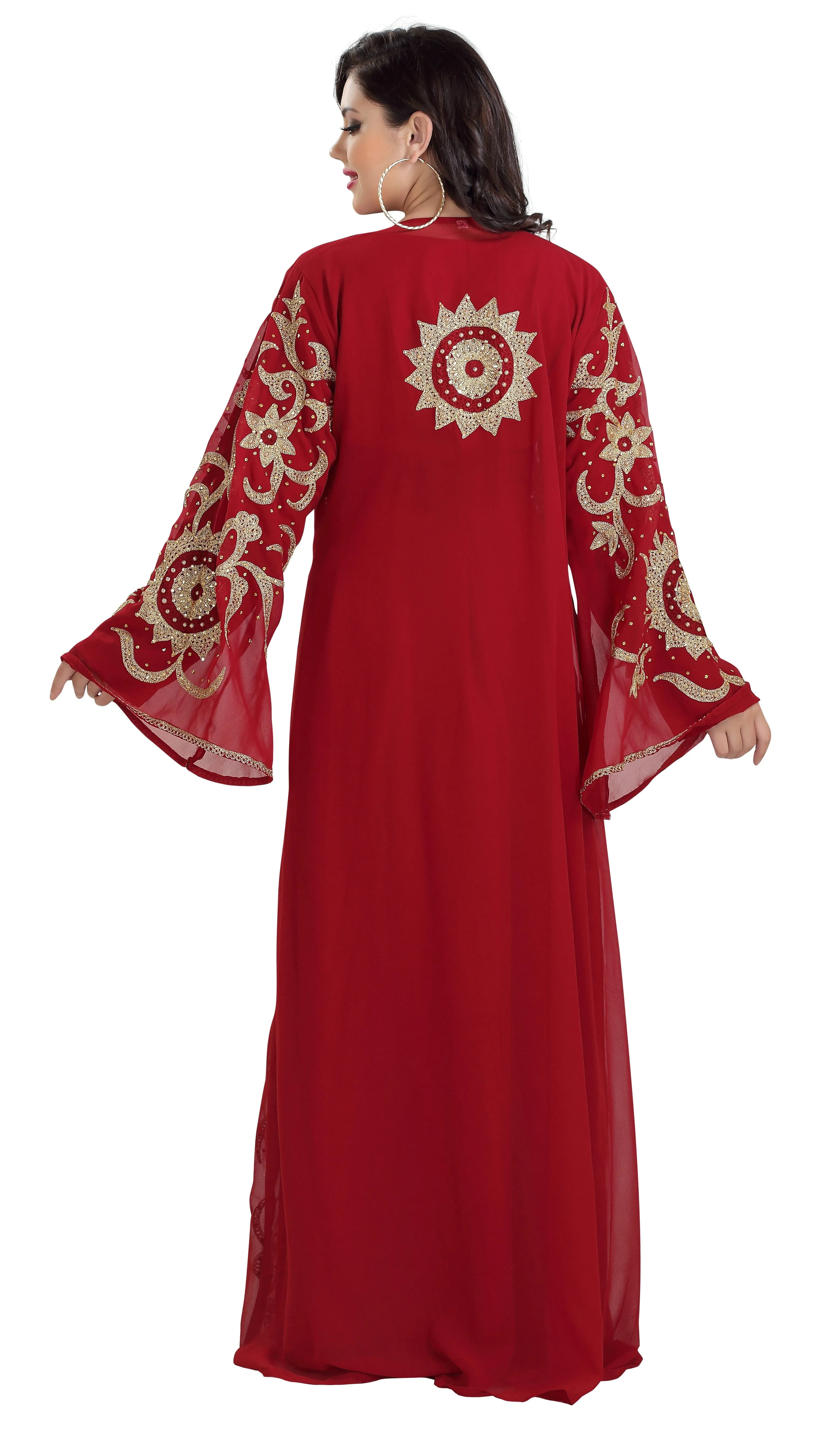 Dubai Kaftan Gown Jasmine Bridesmaid Dress in Maroon