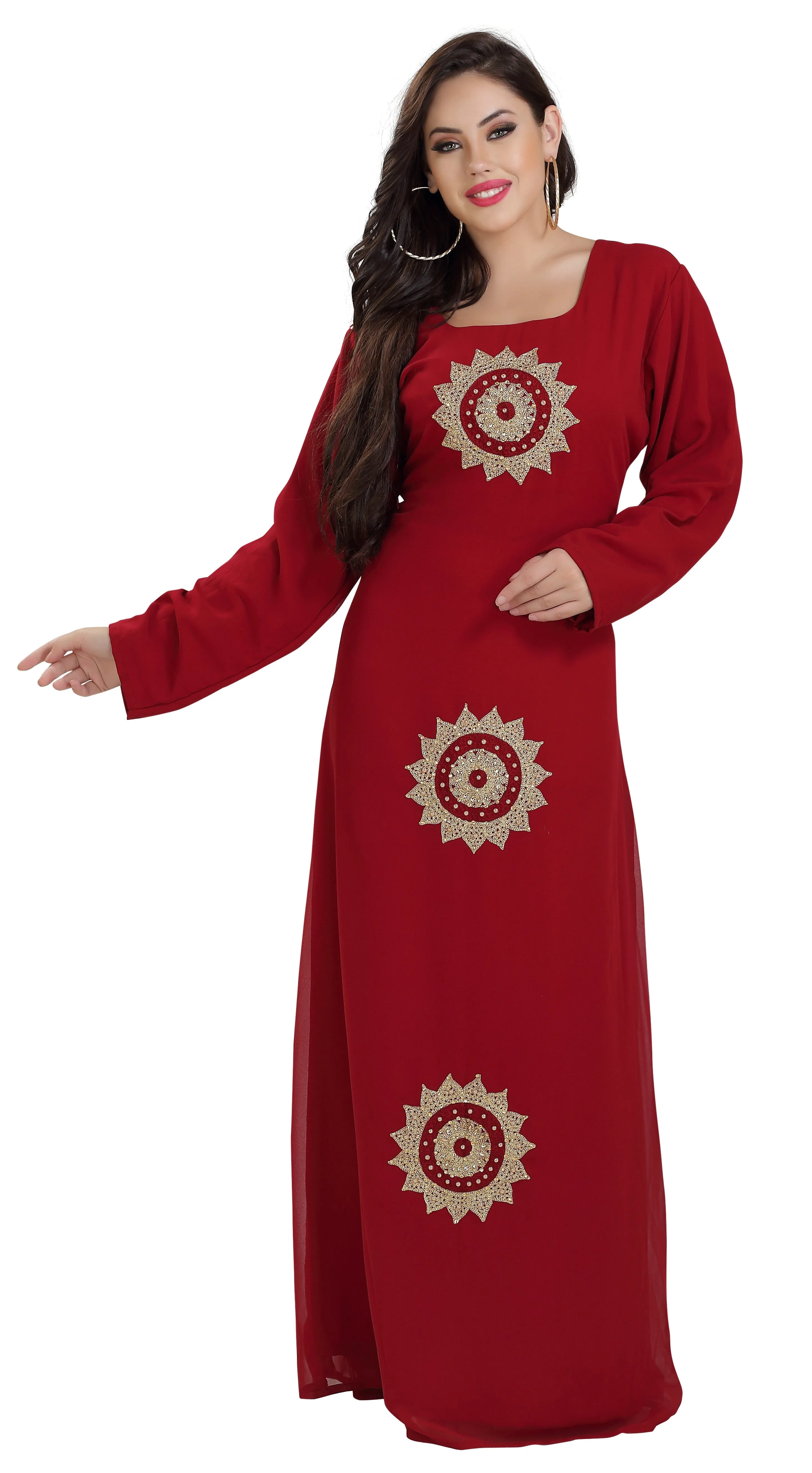 Dubai Kaftan Gown Jasmine Bridesmaid Dress in Maroon