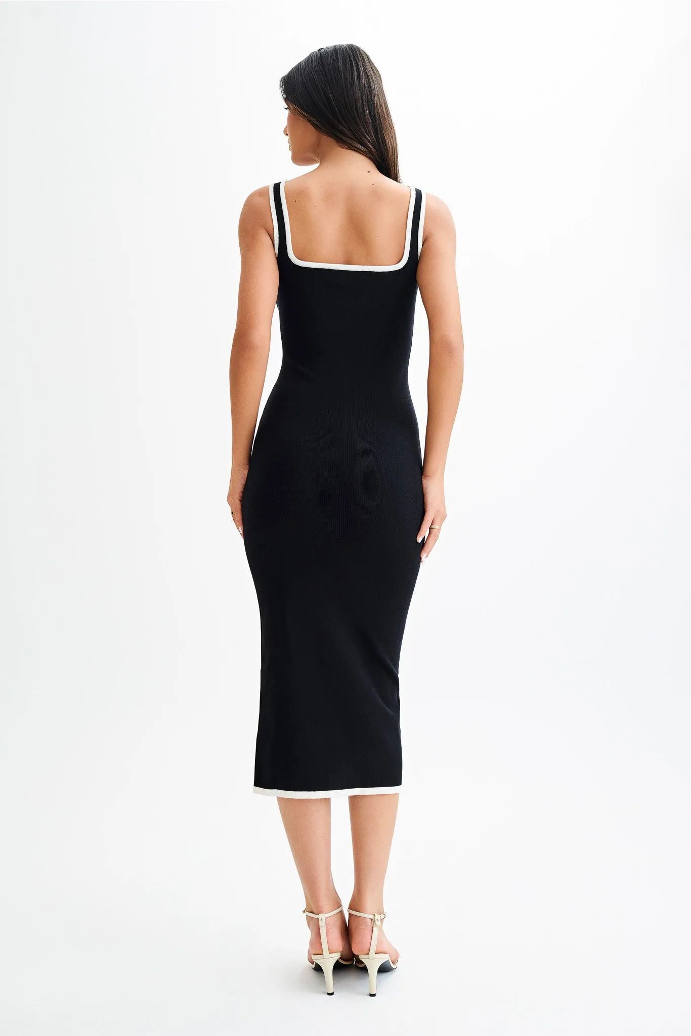 Eimear Contrast Knit Midi Dress - Black/White