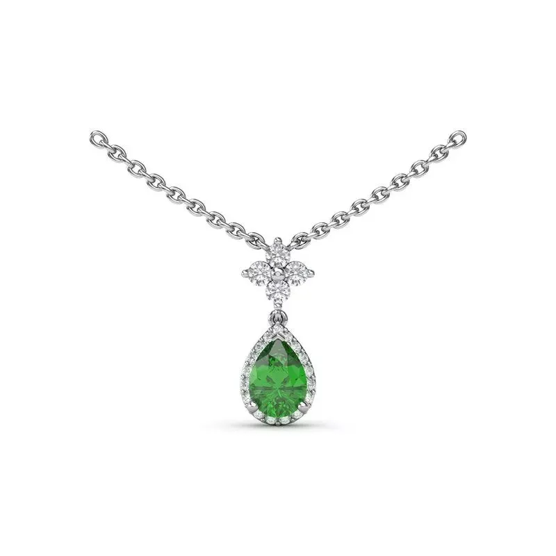 Emerald and Diamond Teardrop Necklace