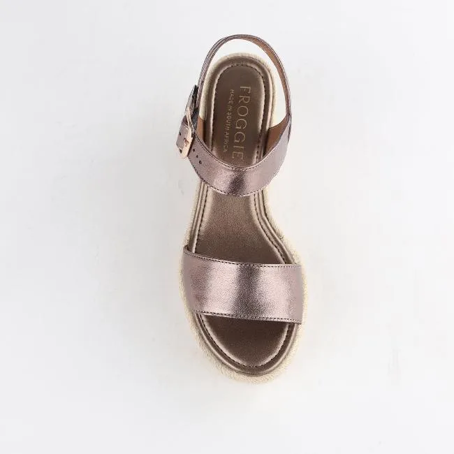 Espadrille Wedge Sandal in Lead Metallic - 12683