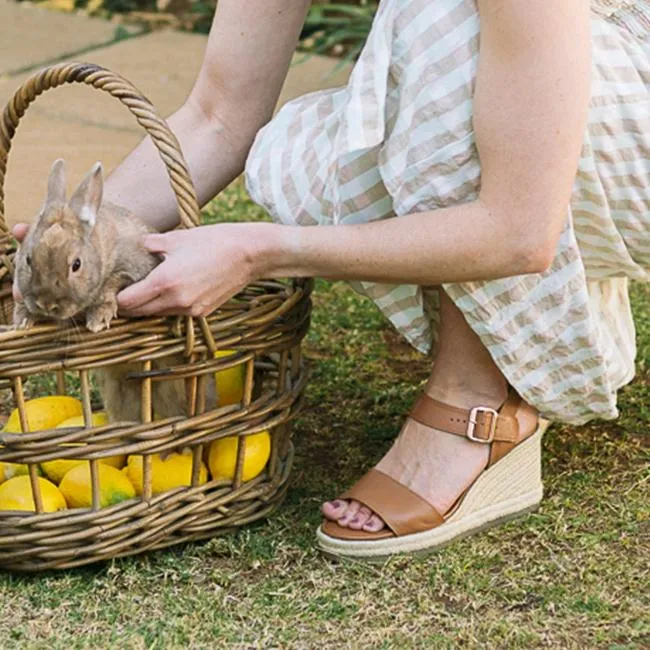 Espadrille Wedge Sandal in Tan - 12683