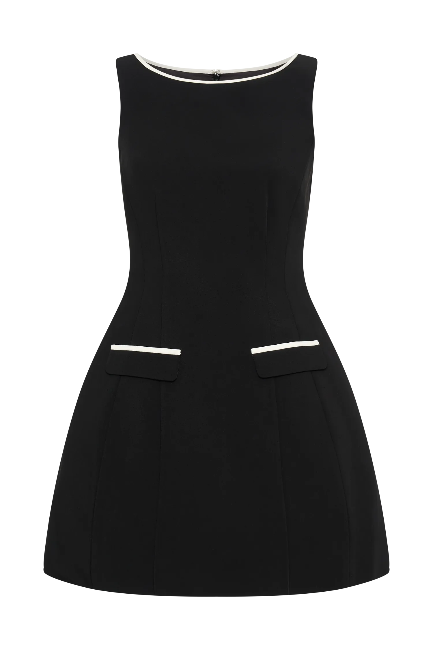 Evanna Sleeveless Contrast Suiting Mini Dress - Black