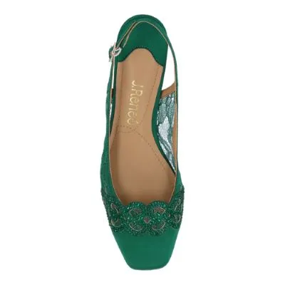 FALEECE-EMERALD GREEN SATIN/LACE | L'AMOUR DES PIEDS