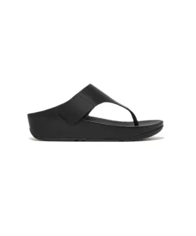 FitFlop Shuv Adjustable Leather Toe Post Black