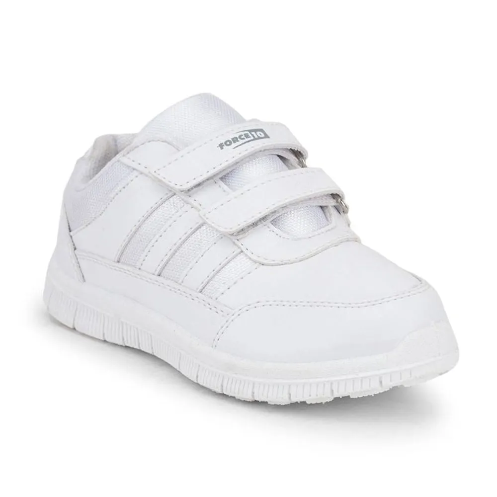 Force 10 School Non Lacing Shoes For Kids (White) Gola-3 By Liberty