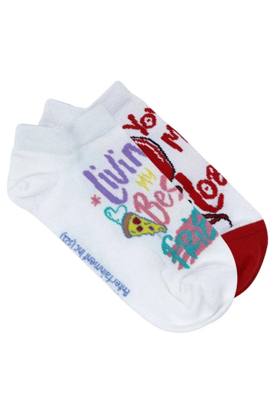 Friends You Are My Lobster & Living My Best Life With Friends Lowcut Socks For Women - White