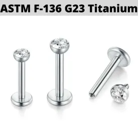 G23 Titanium Internally Threaded 3mm Gem CZ Labret