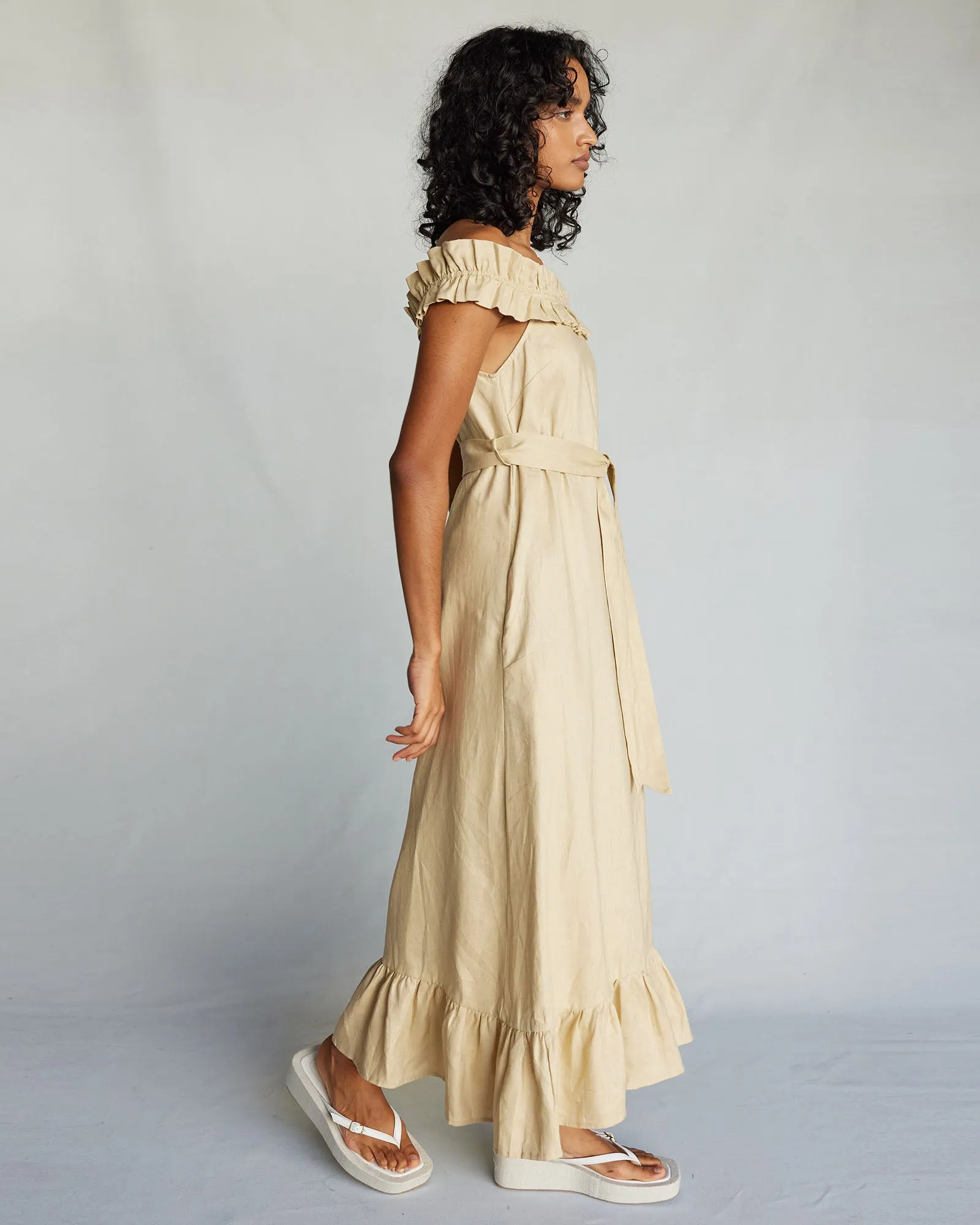 Gaia Linen Dress - Sand