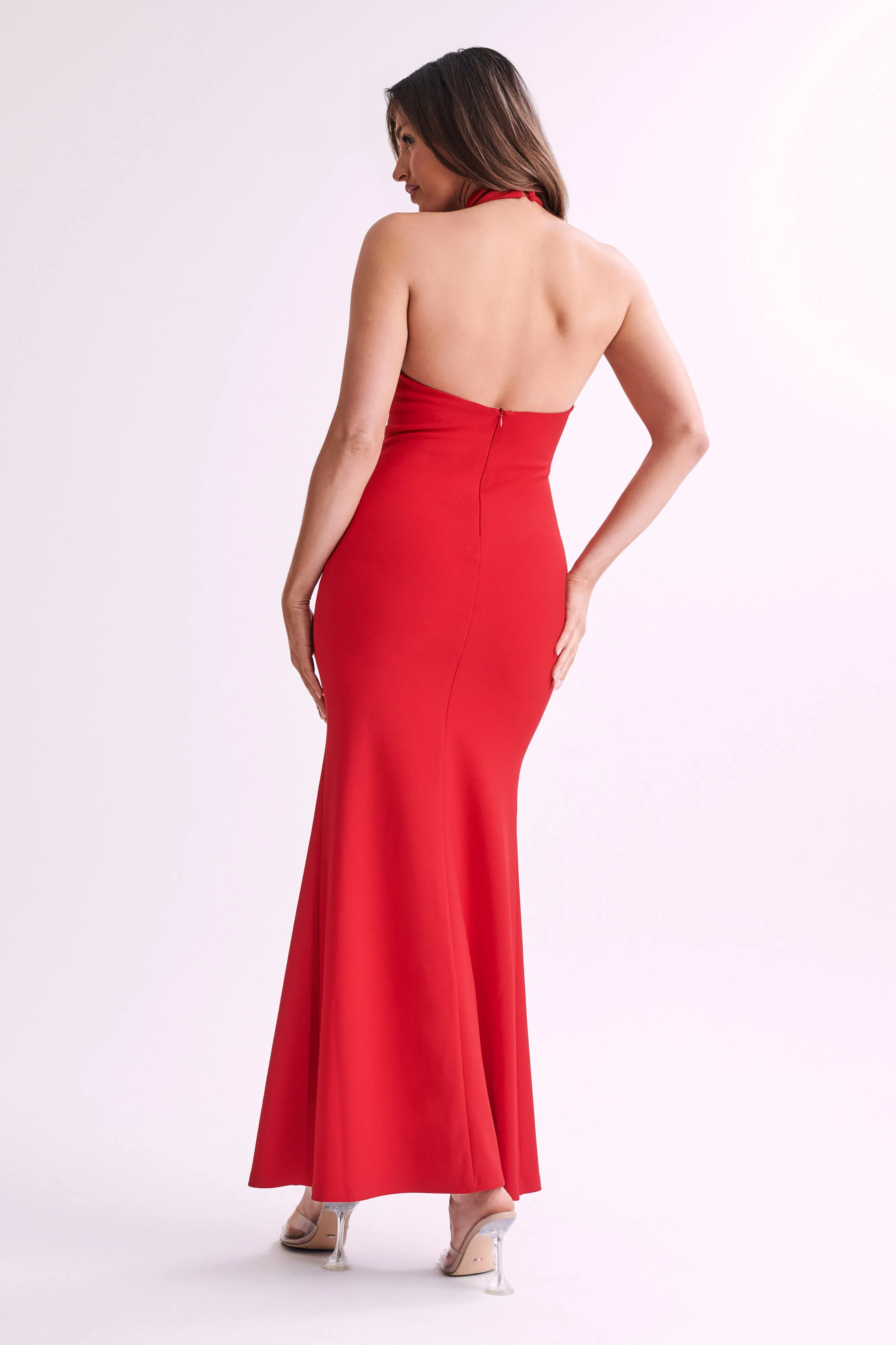 Genesis High Neck Maxi Dress - Red