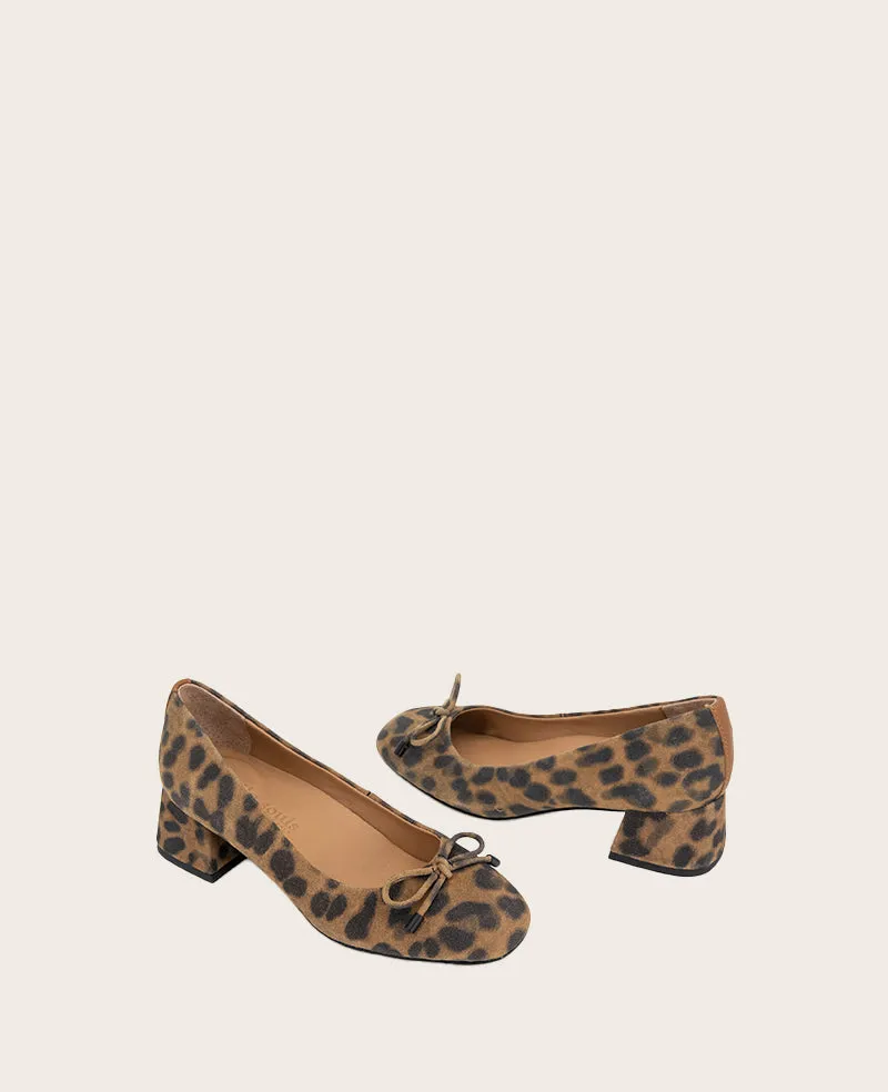 GENTLE SOULS - Lancine Suede Leopard Bow Heel