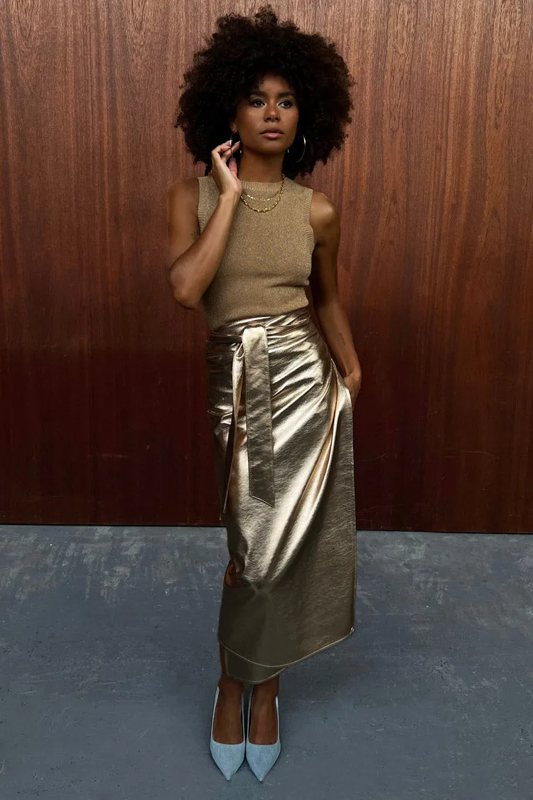 Gold Vegan Leather Jaspre Skirt