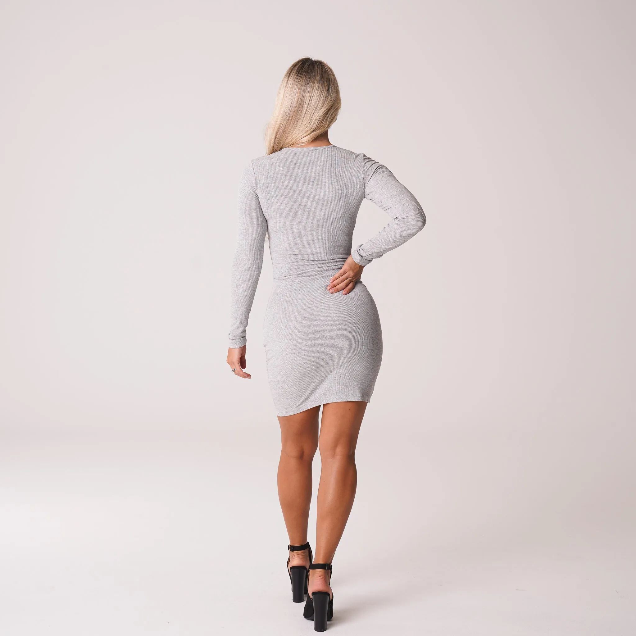 Grey Easy Daze Ribbed Midi Dress