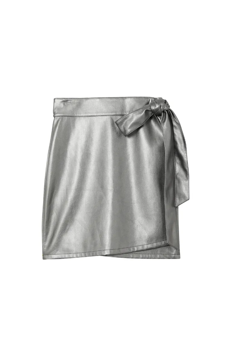 Gunmetal Vegan Leather Mini Jaspre Skirt