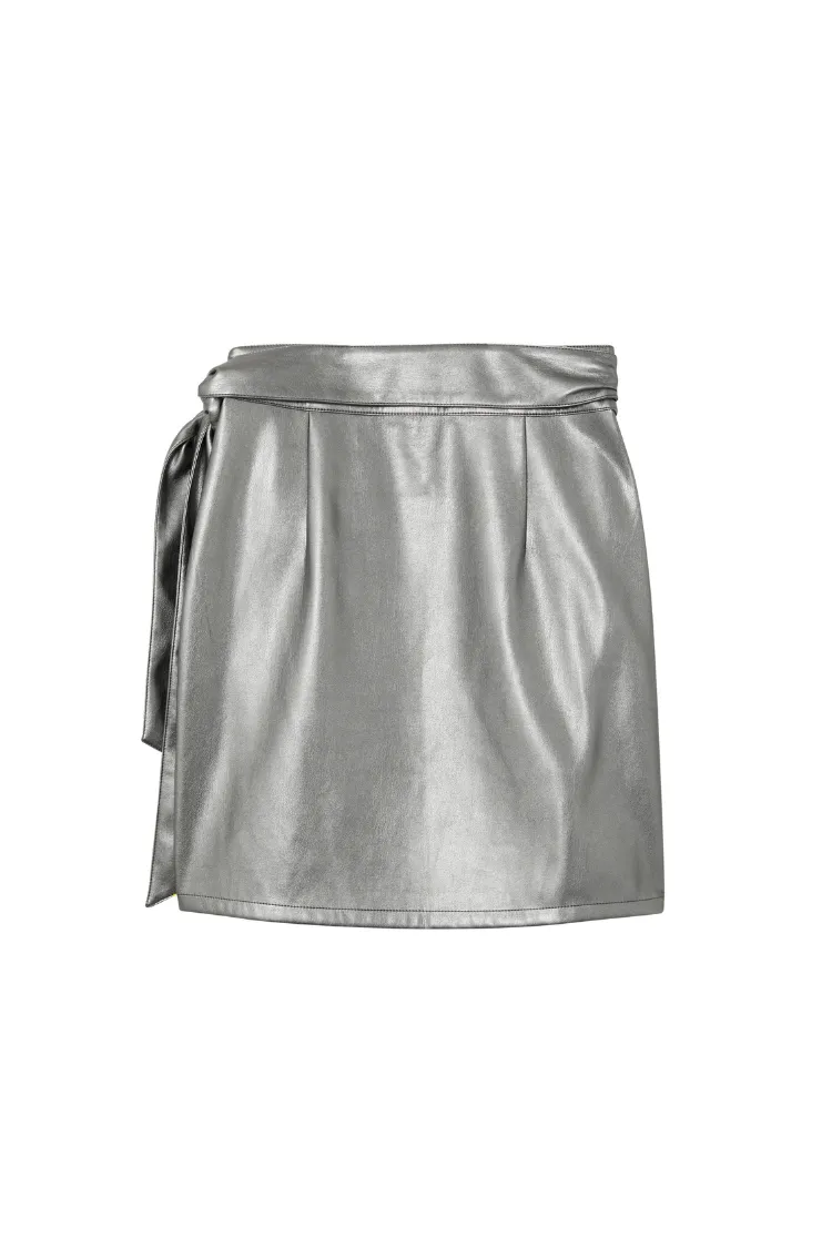 Gunmetal Vegan Leather Mini Jaspre Skirt