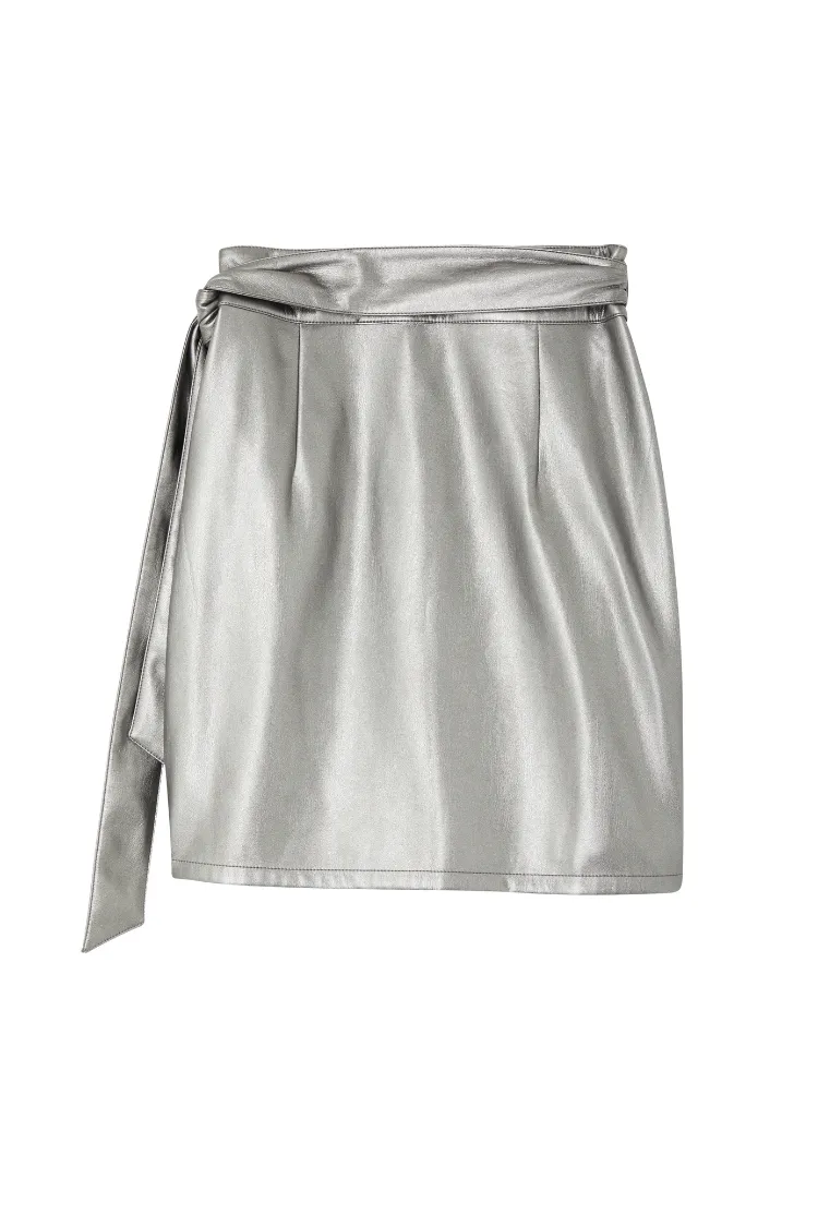 Gunmetal Vegan Leather Mini Jaspre Skirt