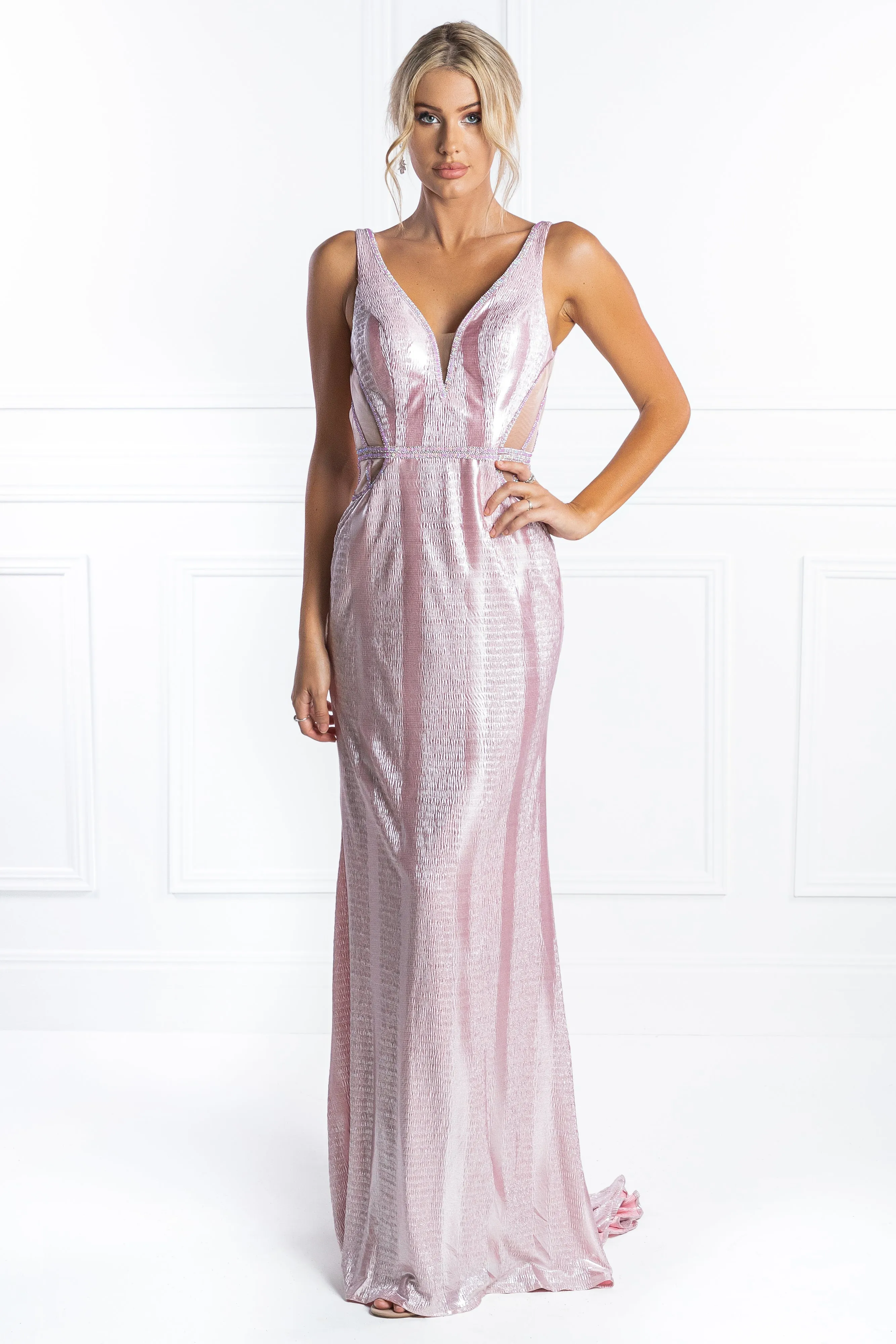 Honey Couture LONDON Pink Cut Out Formal Dress