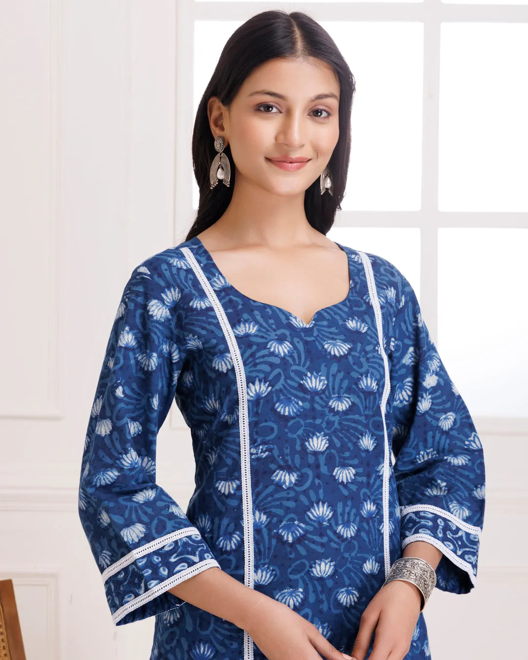 Indigo Lotus Dabu Hand Block Cotton Suit Set