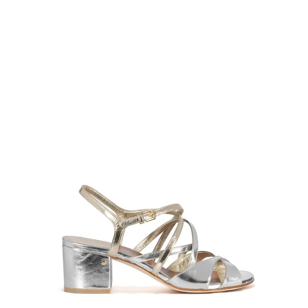 JANET  Bi-color metallic leather sandal