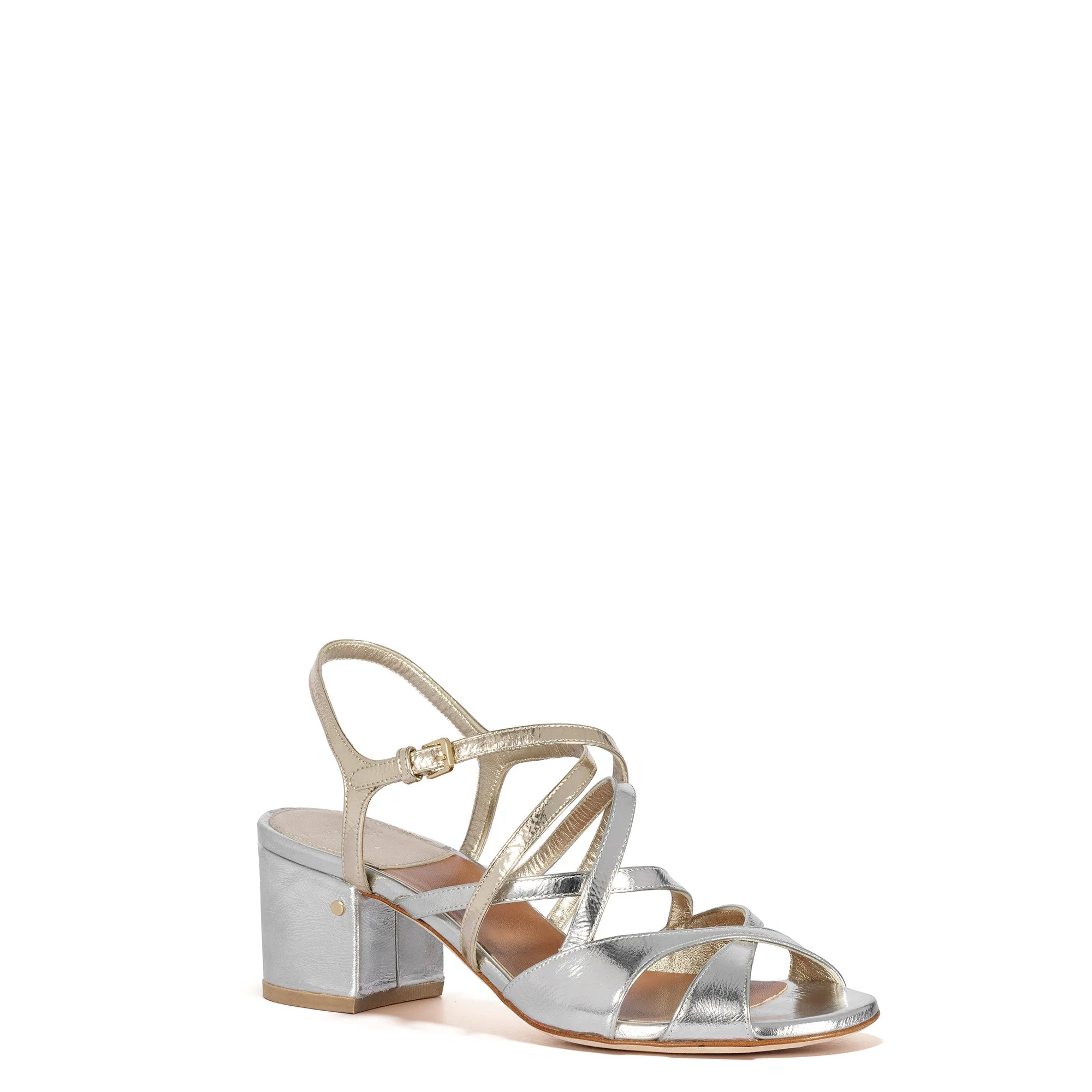 JANET  Bi-color metallic leather sandal