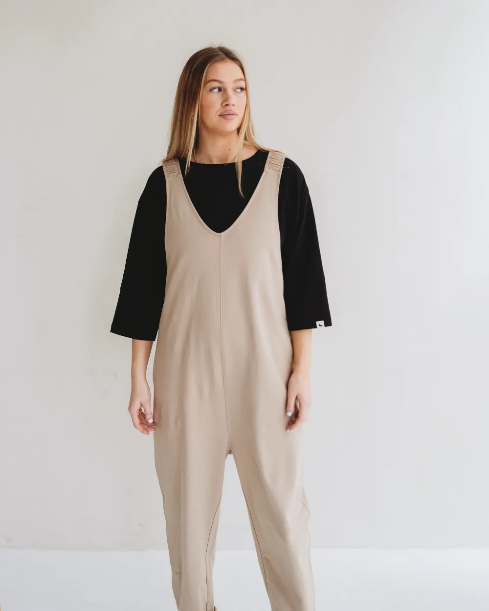 Jilly Plain Stone Dungarees