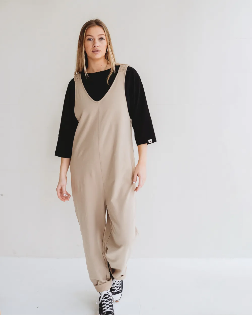 Jilly Plain Stone Dungarees