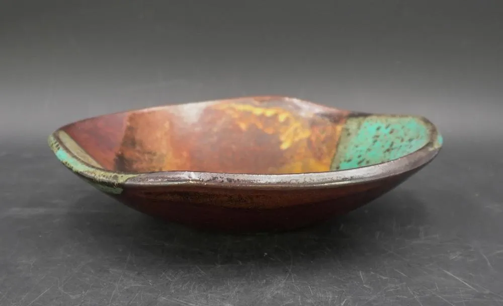 Joel Edwards Shallow Mid Century Abstract Pottery Bowl