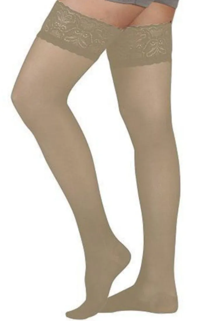 Juzo Attractive OTC Sheer Thigh Highs Closed Toe  15-20mmHg