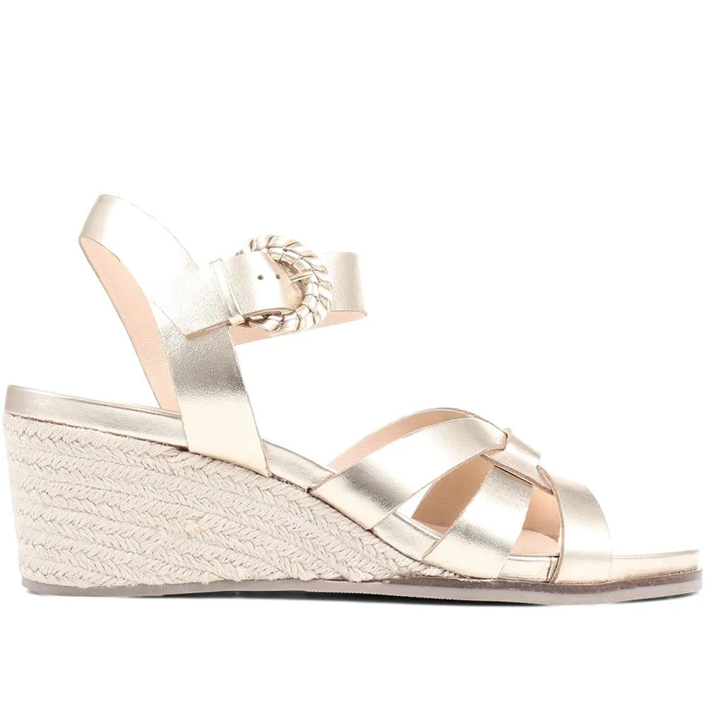 Loriana Leather Woven Wedge Sandals - LORIANA / 323 346