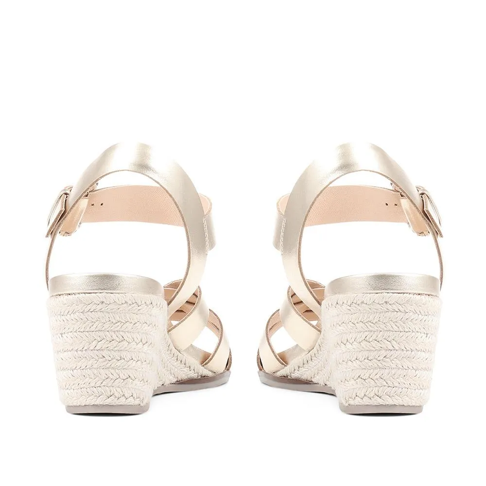 Loriana Leather Woven Wedge Sandals - LORIANA / 323 346