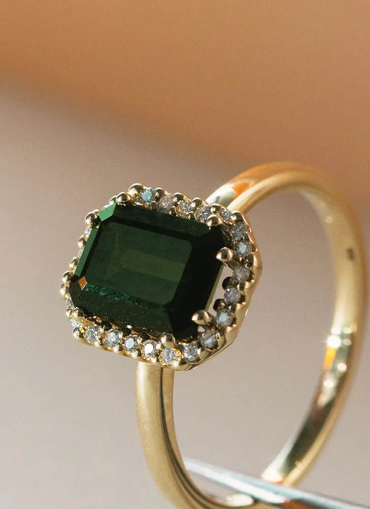 Lou diamond tourmaline ring 14k gold