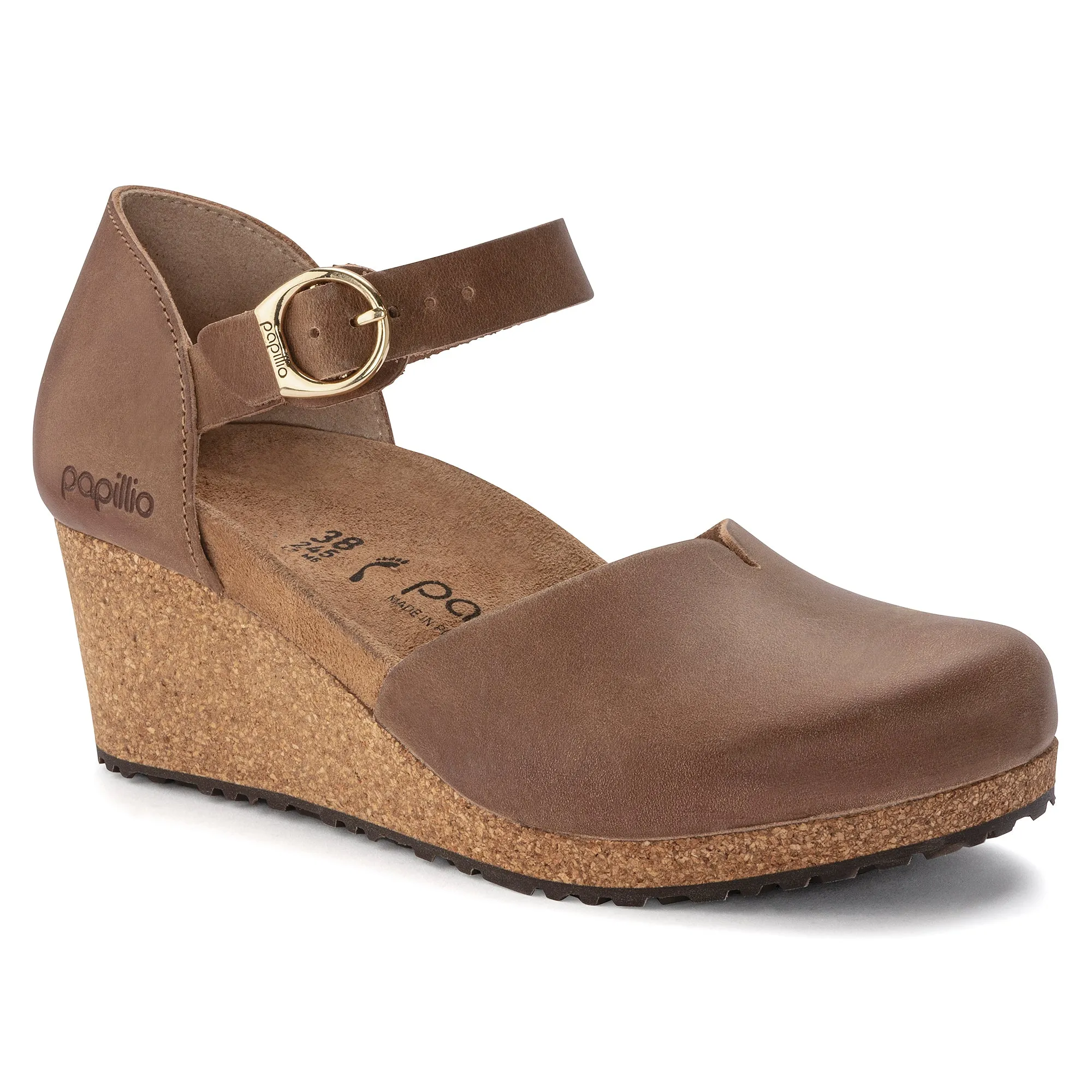 Mary Cognac Wedge