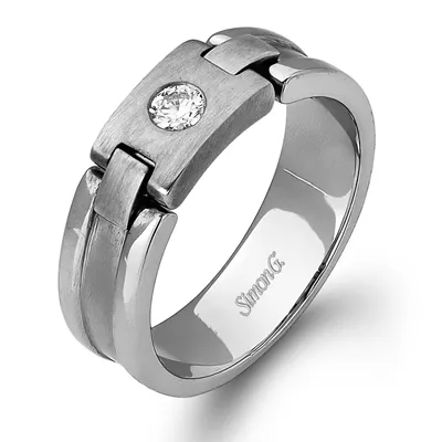 Men's Wedding Band In 14k Or 18k Gold With Diamonds