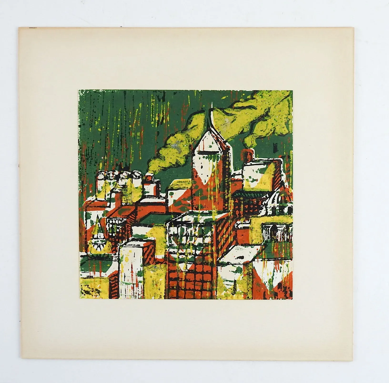 Mid Century Industrial Cityscape Serigraph