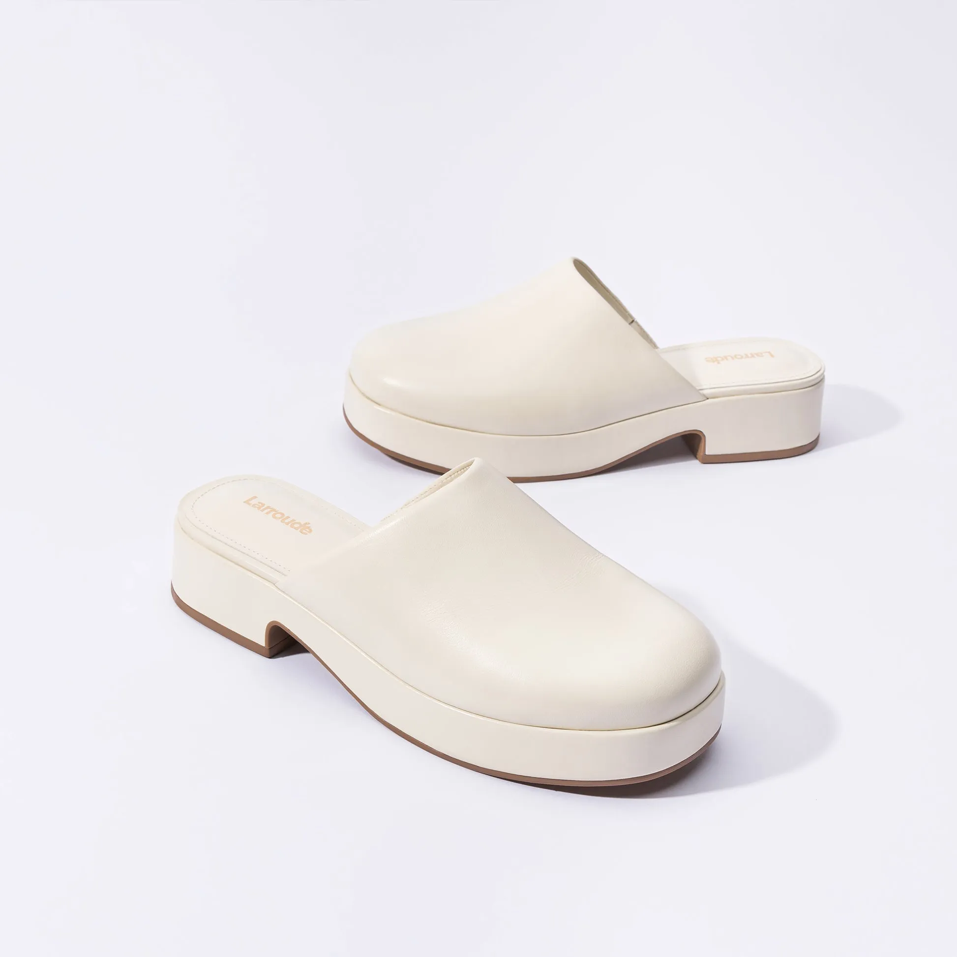 Miso Flatform Clog In Ivory Leather