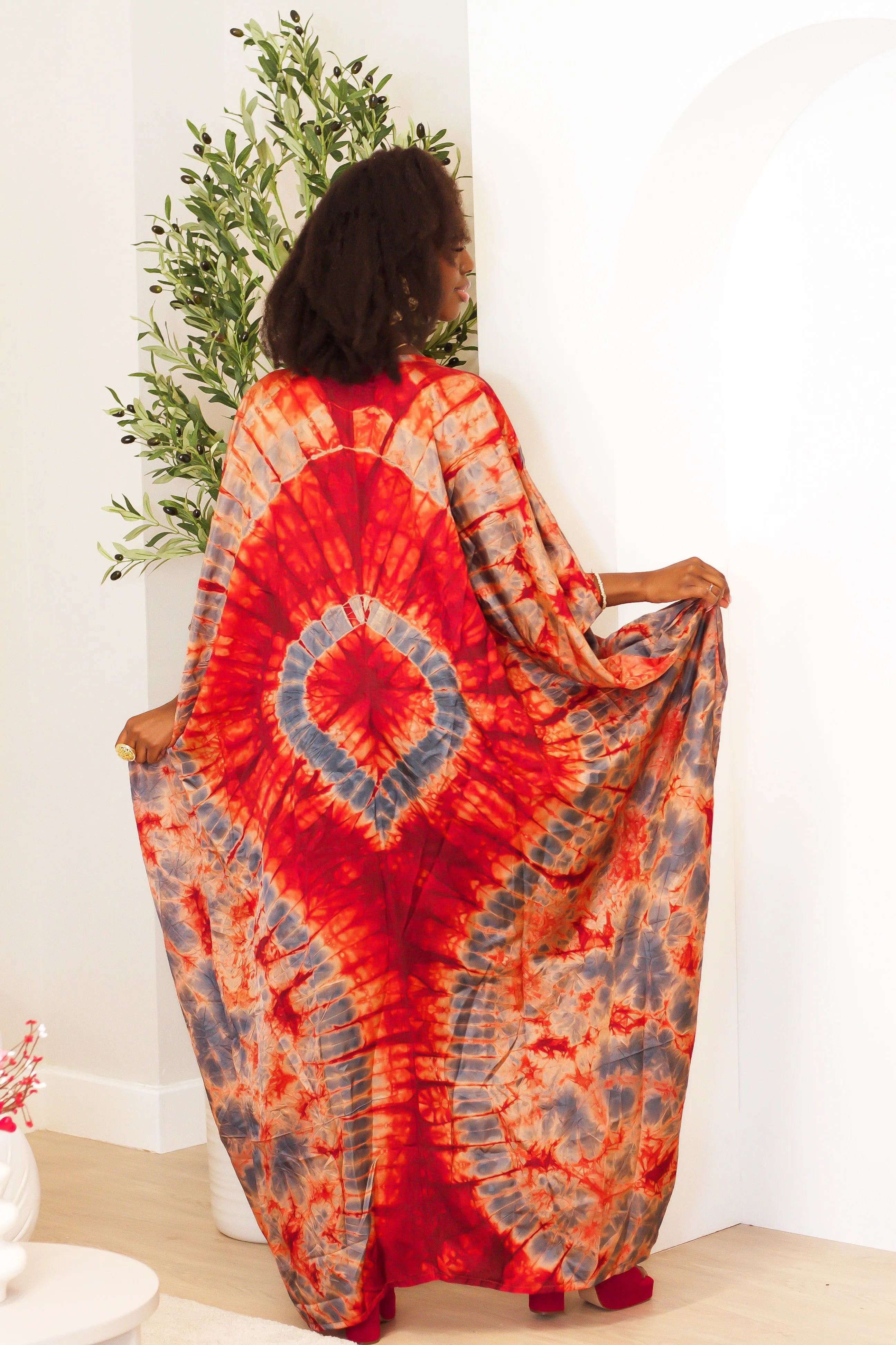 New in African Kampala Silk Drawstring Boubou Kaftan - Benita