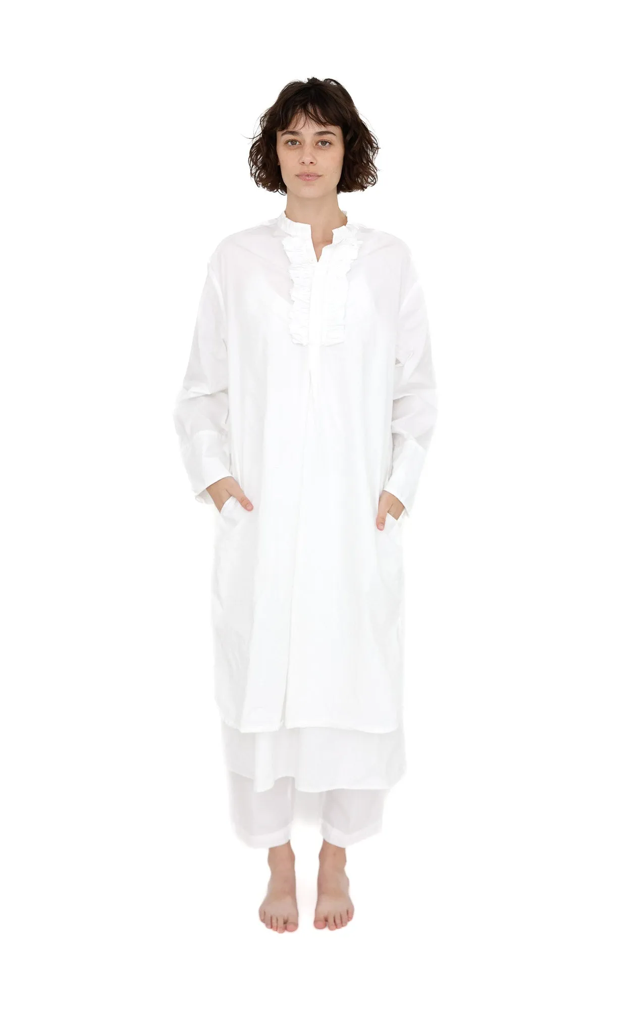 Nightshirt with Ruffles,  White