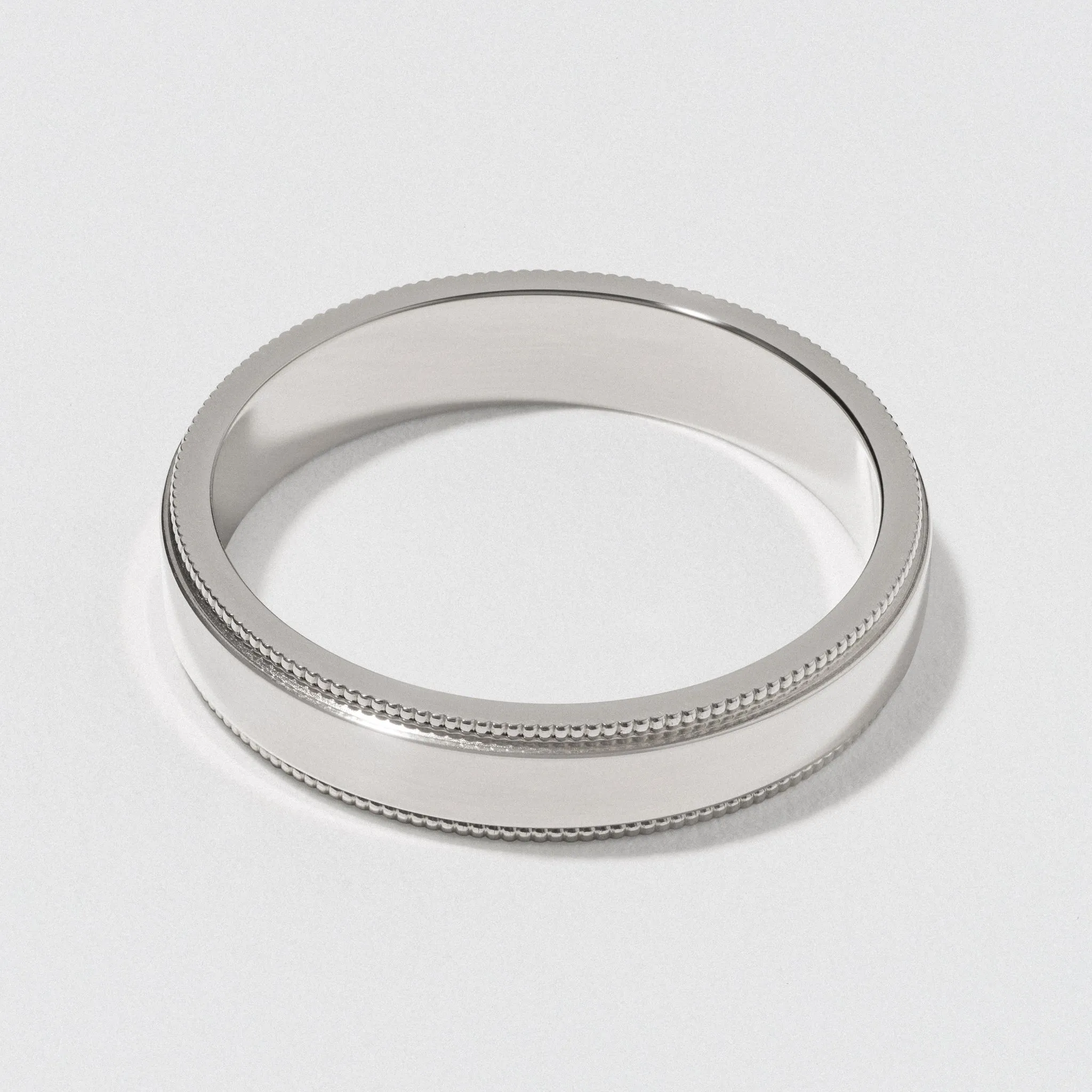 Platinum Flat Milgrain Wedding Band - Polished 4mm