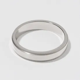 Platinum Flat Milgrain Wedding Band - Polished 4mm