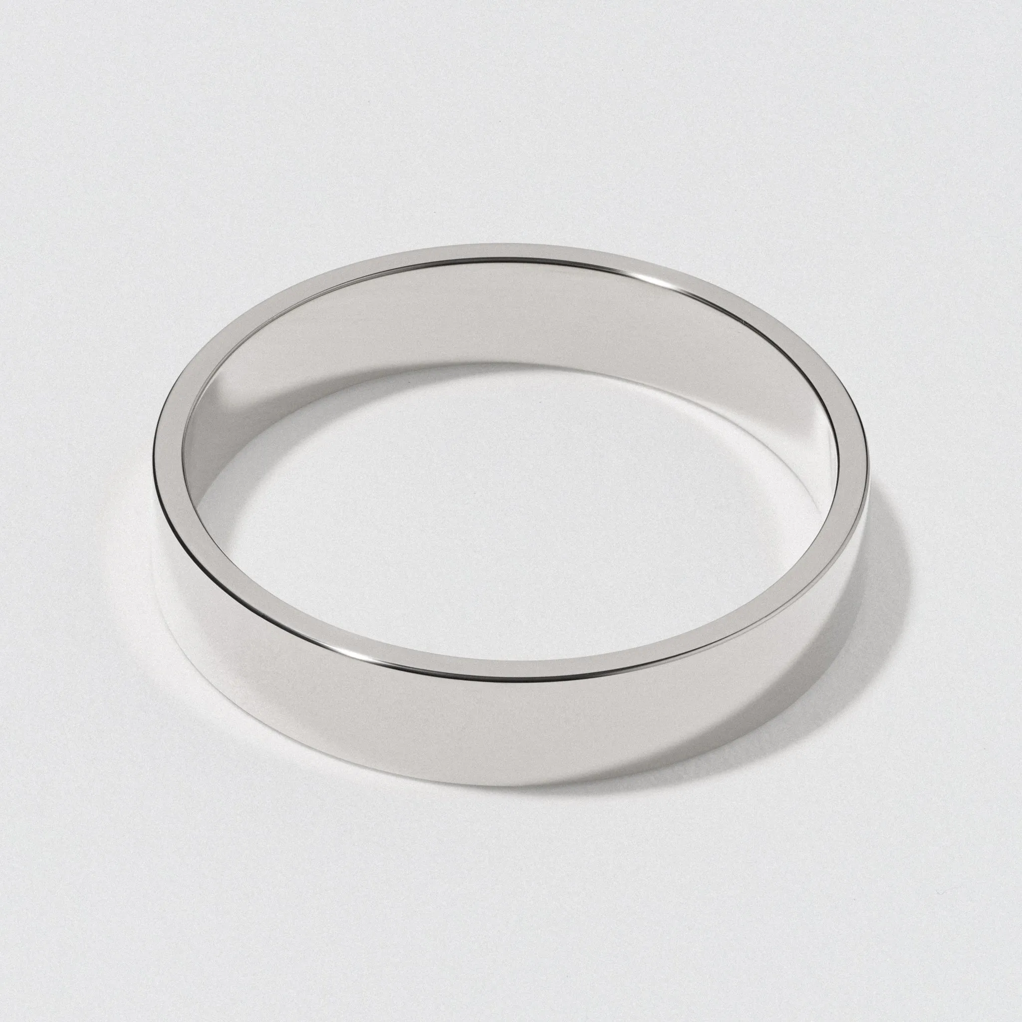 Platinum Flat Wedding Band - Polished 4mm