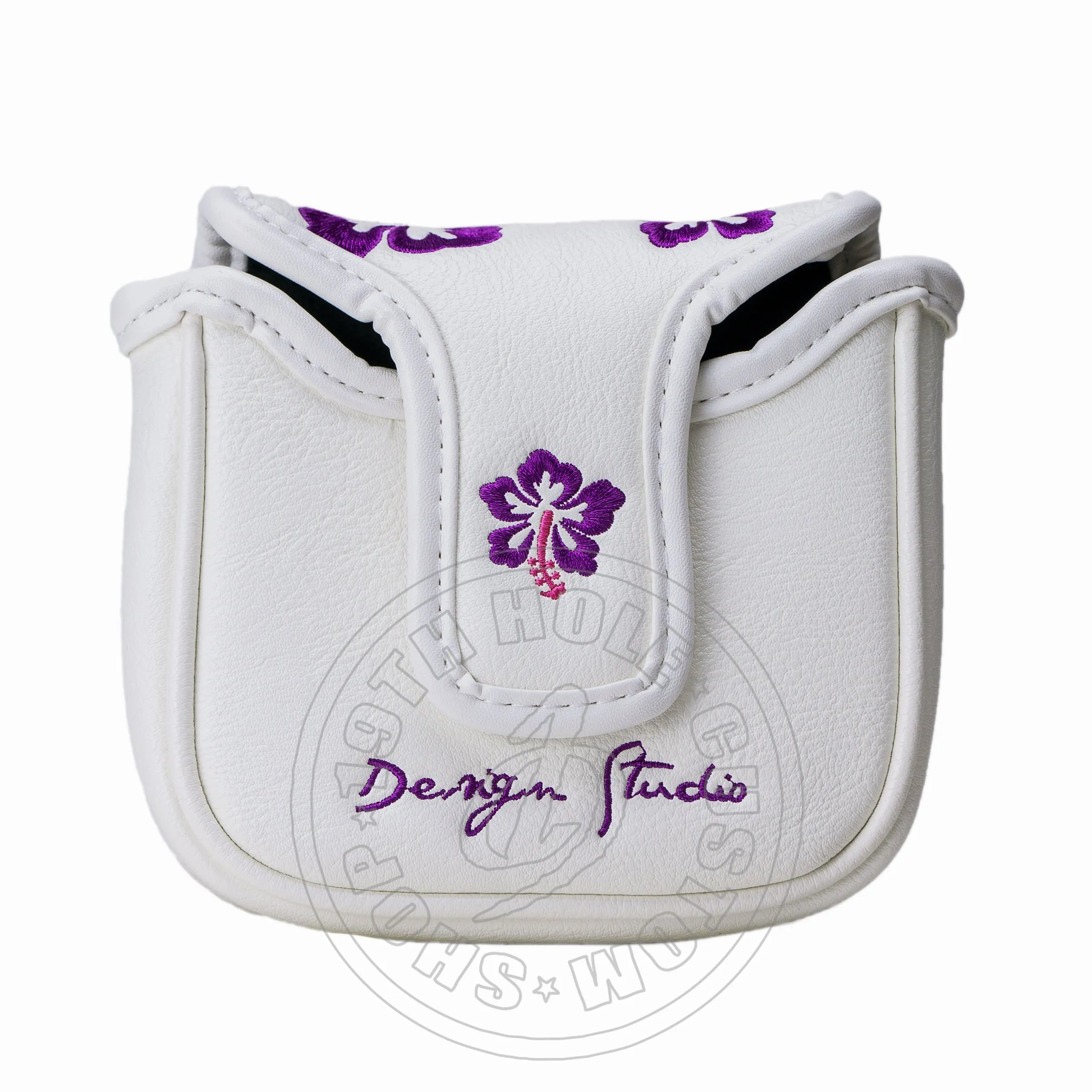 Purple Hibiscus High-MOI Mallet Putter Headcover, White