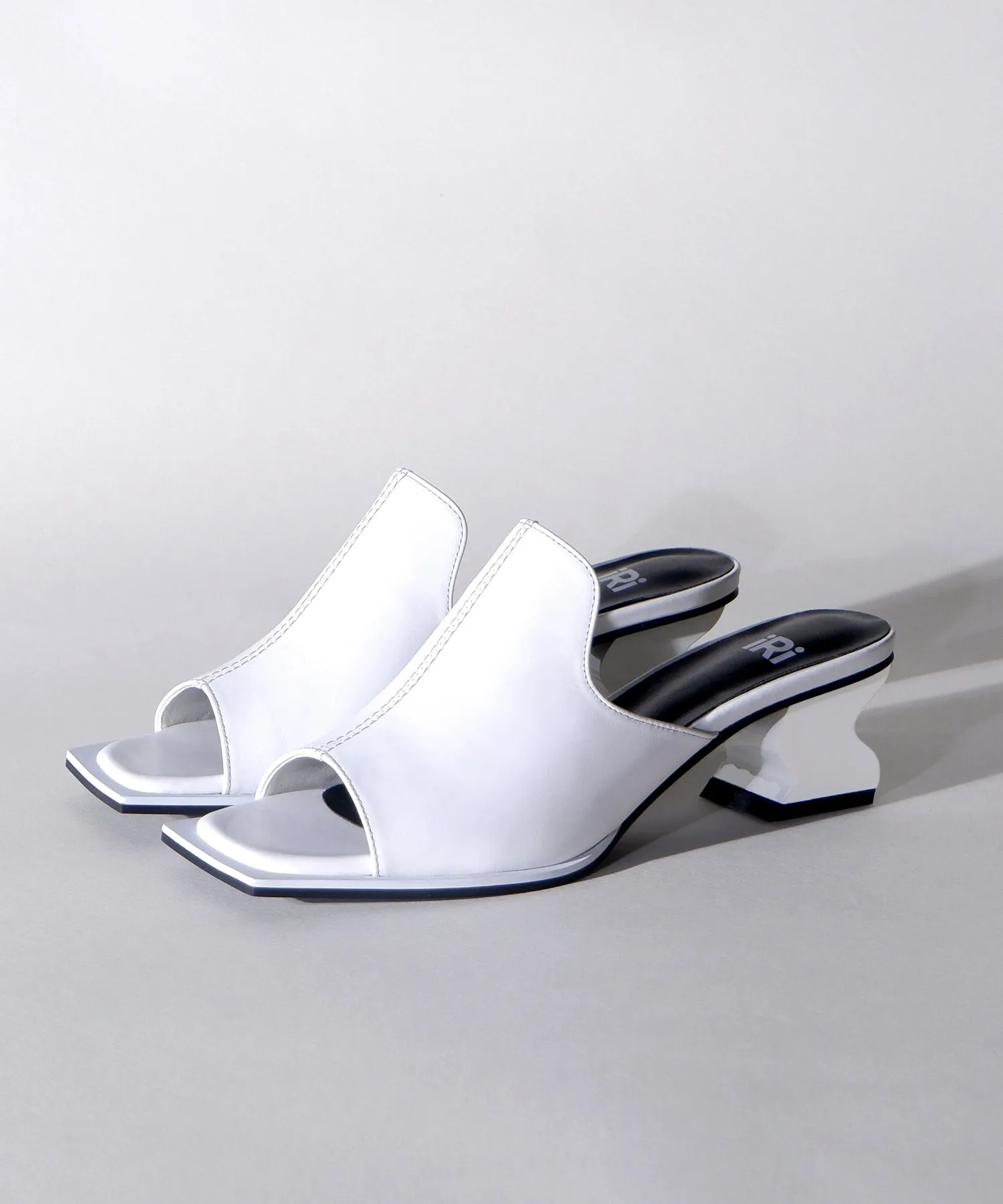 Rea White Open Toe Mule