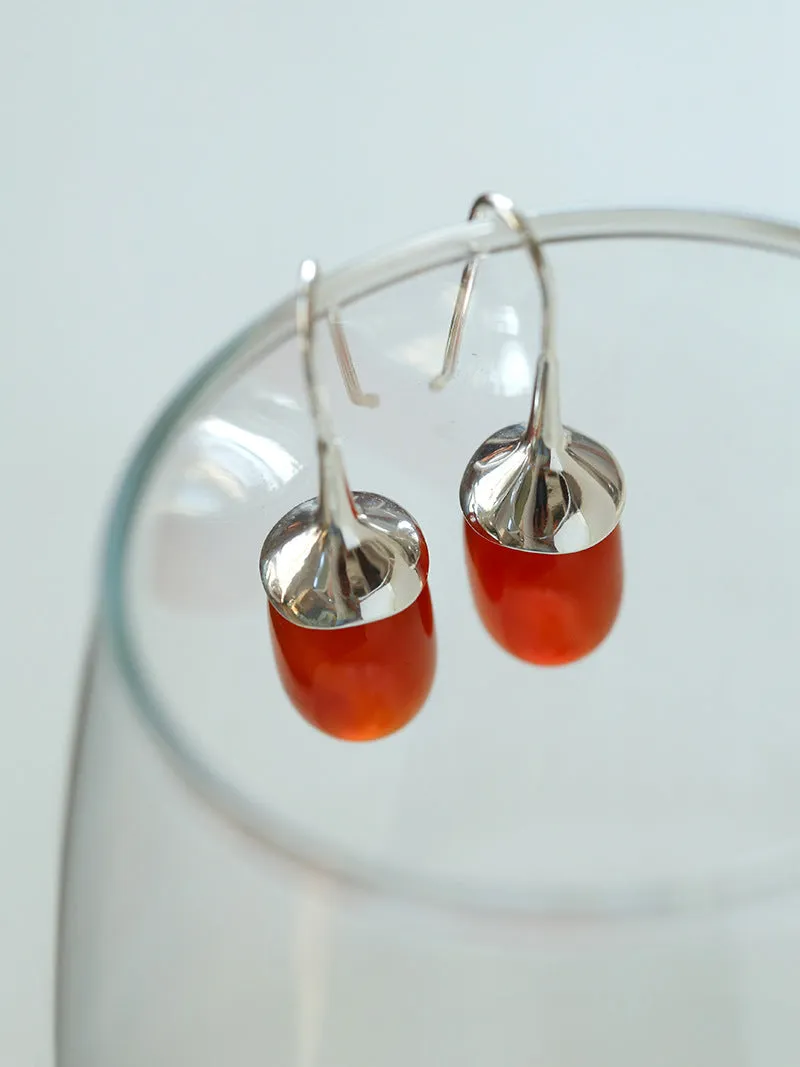 Red Black Onyx White Crystal Ear Hooks Drop Earrings