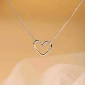 Reriti Hollow Heart Hooked Necklace Chain - Silver