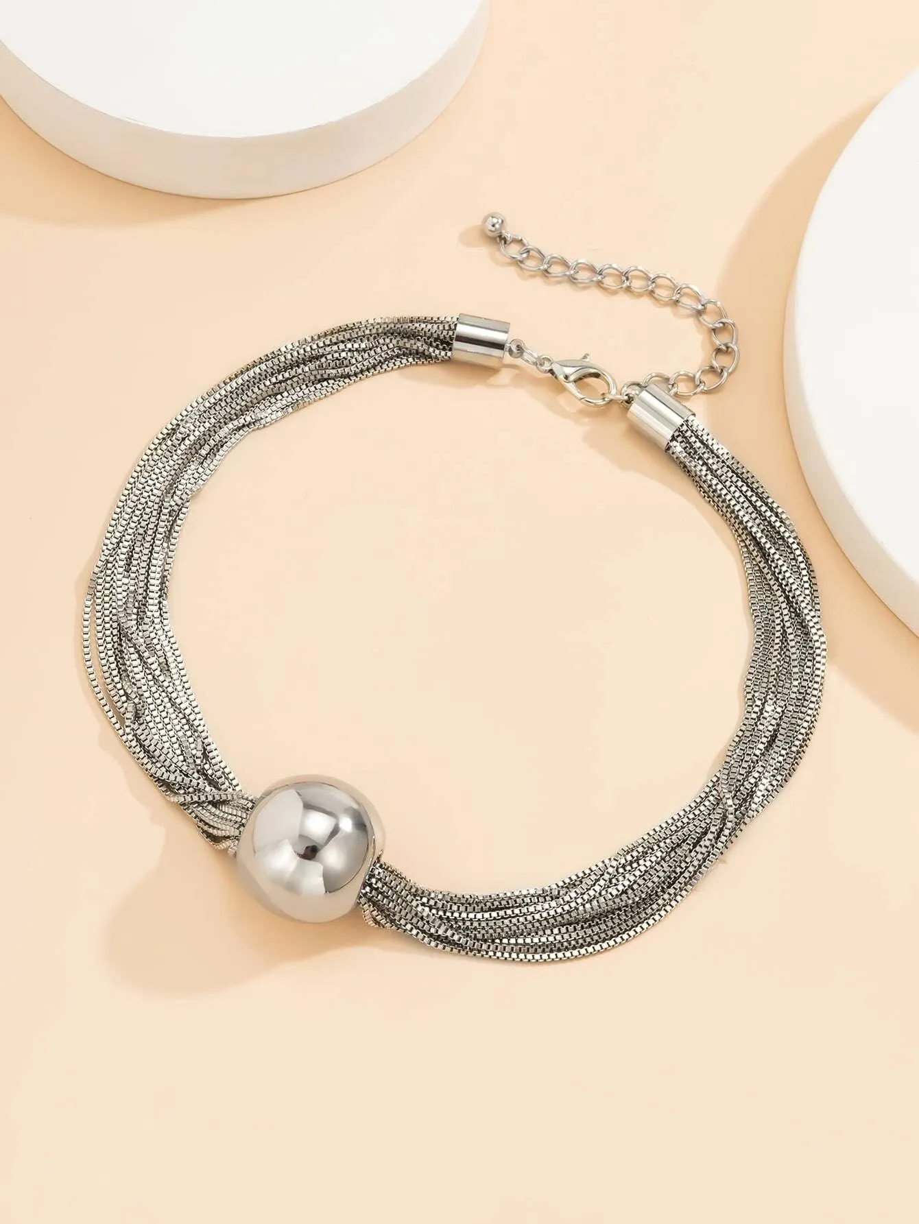 Reriti Multi Layer Sparkle Ball Necklace - Silver